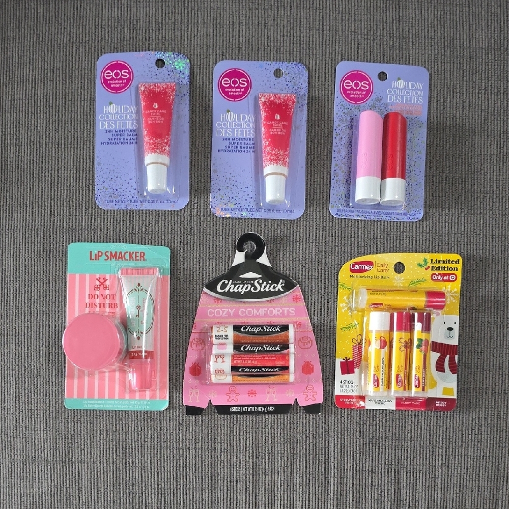 Lip Care Variety Pack, 6 Items, All New. EOS, Lipsmacker, Chapstick, & Carmex